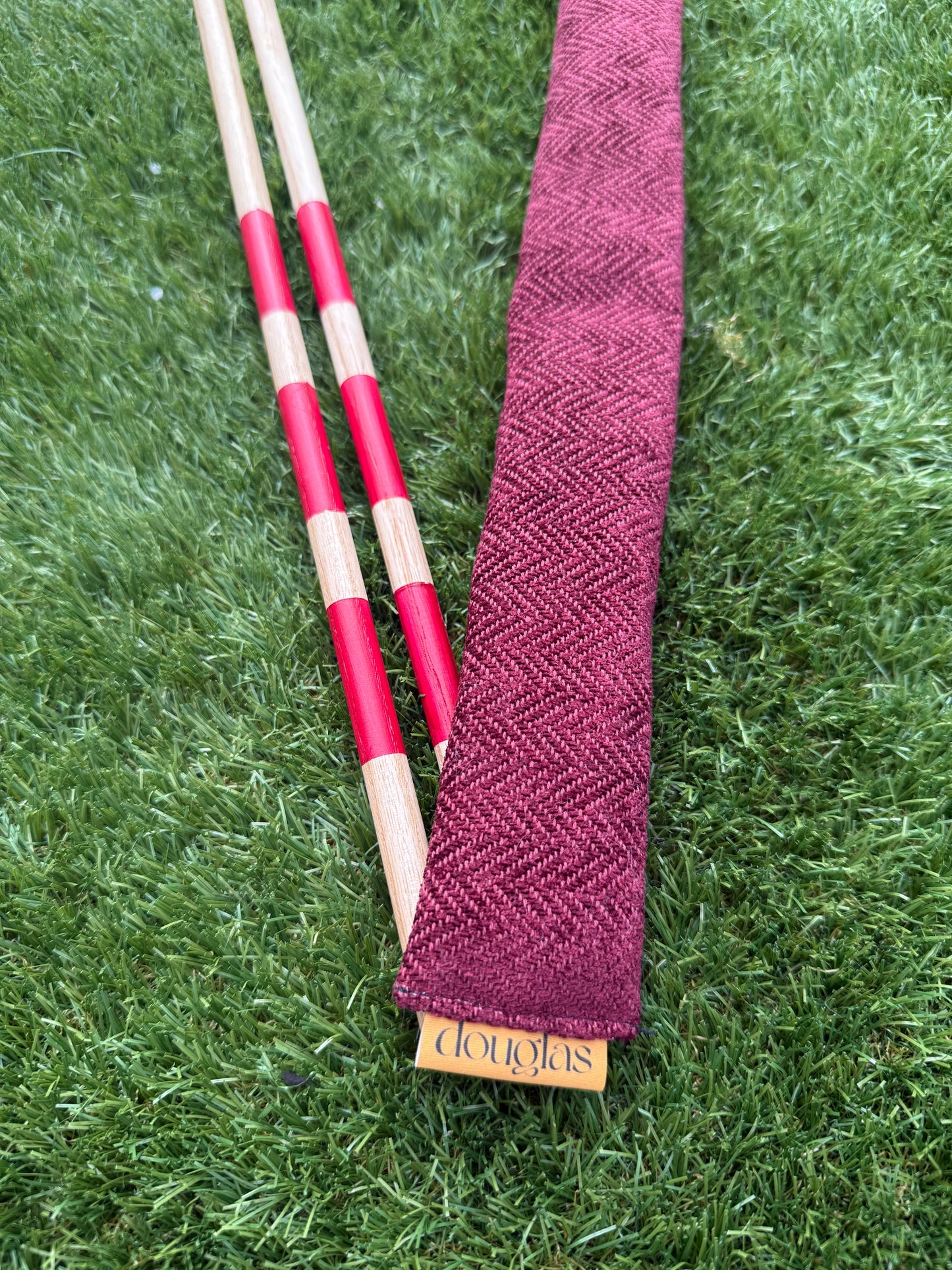 Maroon Herringbone Tweed Alignment Stick Cover