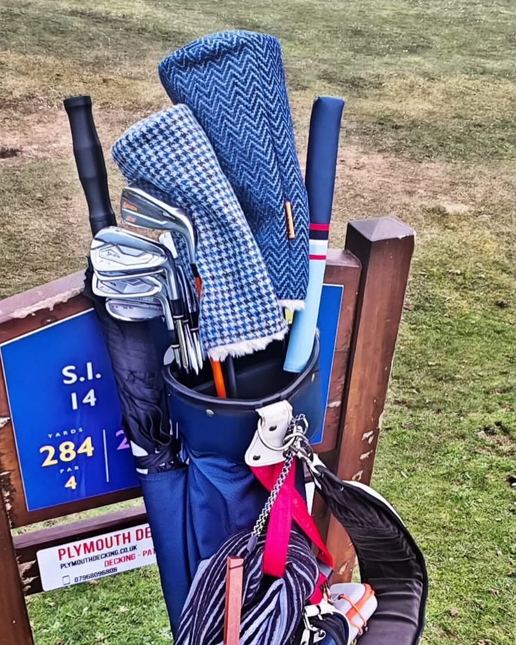 Blue Herringbone Headcover